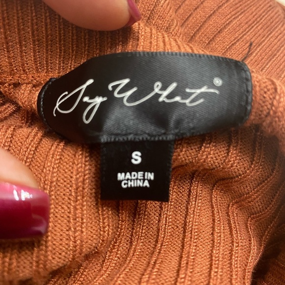 Say What Women’s Brown Zipper Sweater Dress With Belt Size Small - Picture 6 of 10